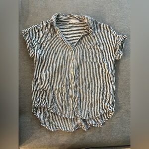 Jane and Delancey Black and White Boxy Button Down Shirt